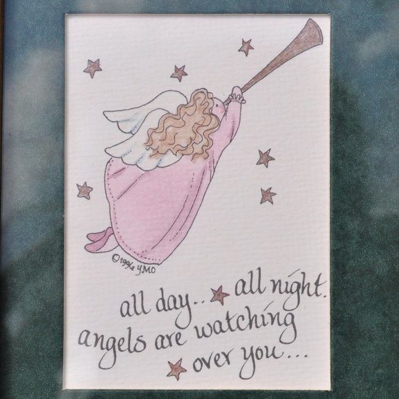 lot of 2 angels one figurine and a framed picture (H77) - Picture 10 of 12